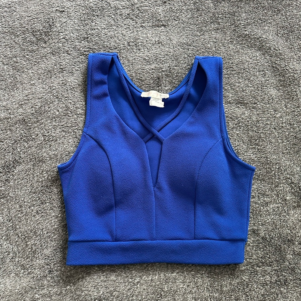 a'gaci Blue Fitted Bustier Crop Tank Top Size S